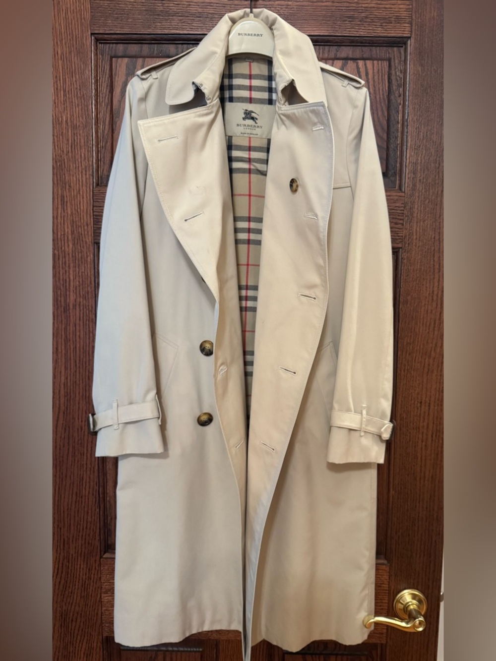 Vintage Burberry Beige Double-Breasted Kensington Trench Coat US Size 8 Slim - Picture 3 of 16